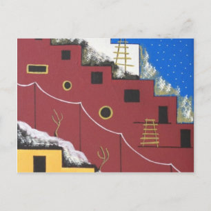 Einzigartige Adobe Southwest Wüste Folk Art Postkarte
