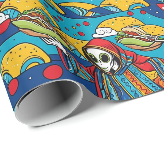 Einzigartige Alien, die Tacos Wrapping Paper isst Geschenkpapier (Rolleneckpunkt)