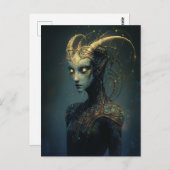 Einzigartige Alien mit leuchtenden Augen Postkarte (Vorne/Hinten)