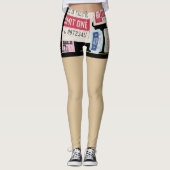 Einzigartige alte Cenima Tickets Fake Shorts Zippe Leggings (Vorderseite)