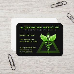 Einzigartige Alternative Medizin Green Caduceus Bl Visitenkarte