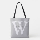 Einzigartige antike Monogramm Weißgrautypografie Tasche (Rückseite)