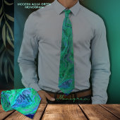 Einzigartige Aqua Green Blue Monogram Krawatte