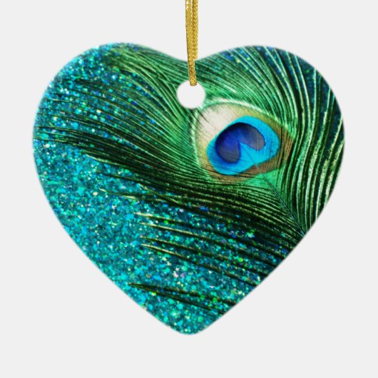 Einzigartige Aqua Peacock Keramik Ornament (Vorne)