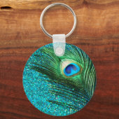 Einzigartige Aqua Peacock Schlüsselanhänger (Vorderseite)