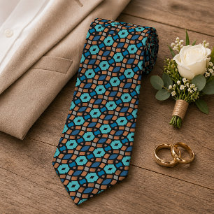 Einzigartige aqua türkise Teal Blau Braune Stammes Krawatte