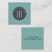 Einzigartige Aquamarine Lilac-Rufkarte für Monogra Quadratische Visitenkarte (Vorne/Hinten)