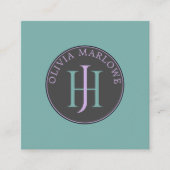 Einzigartige Aquamarine Lilac-Rufkarte für Monogra Quadratische Visitenkarte (Vorderseite)