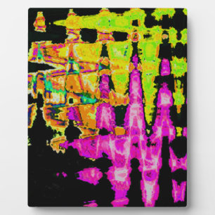 Einzigartige Aquarellkunst: Lila, schwarz und Limo Fotoplatte