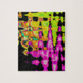 Einzigartige Aquarellkunst: Lila, schwarz und Limo Puzzle (Vertikal)