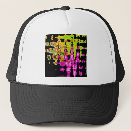Einzigartige Aquarellkunst: Lila, schwarz und Limo Truckerkappe (Vorderseite)
