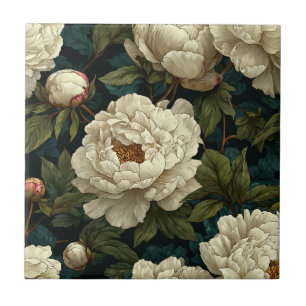 Einzigartige Art Deco Peonies Keramik Fliesen für 