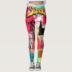 Einzigartige auffallende Graffiti-Sprayfarbe Moder Leggings