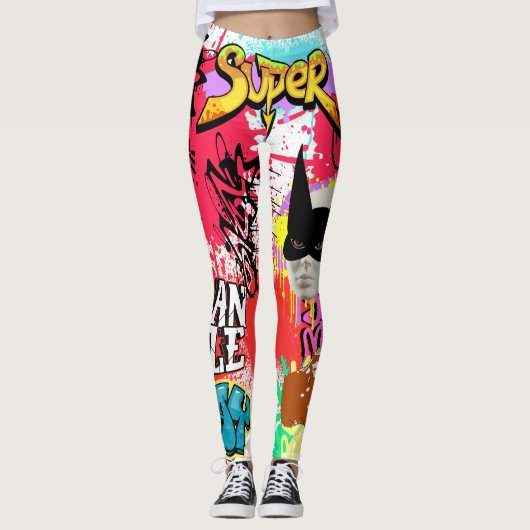 Einzigartige auffallende Graffiti-Sprayfarbe Moder Leggings (Vorderseite)