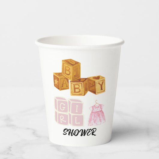 Einzigartige Baby Girl Dice Babydusche Pappbecher (Rückseite)