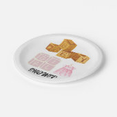 Einzigartige Baby Girl Dice Babydusche Pappteller (Schrägansicht)