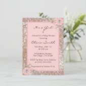 Einzigartige Babyparty-Einladungs-Mädchen - Rosa, Einladung (Stehend Vorderseite)