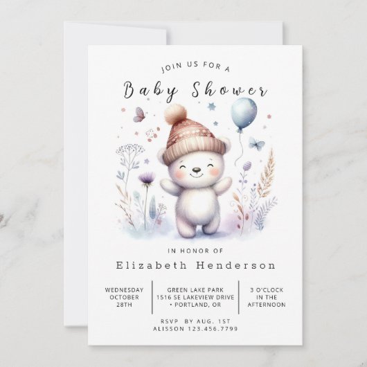 Einzigartige Bear Baby Dusche Einladung (Vorderseite)