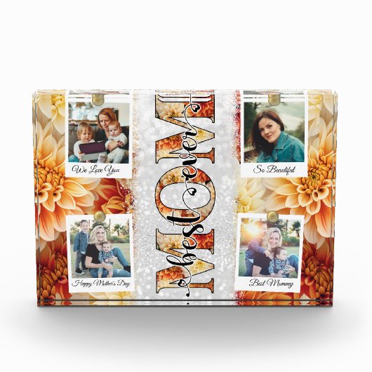 Einzigartige Beste Mama je individueller Blumenfot Fotoblock (Vorderseite)