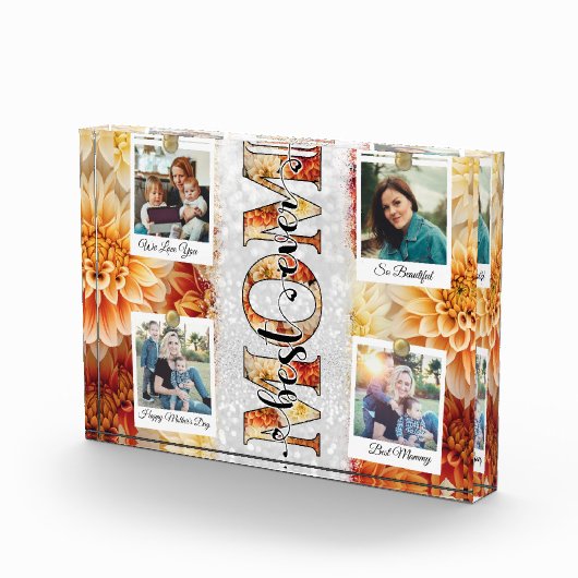 Einzigartige Beste Mama je individueller Blumenfot Fotoblock (Rechts)