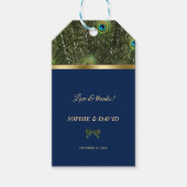 Einzigartige blaue Gold Pfauenfeathers Wedding Geschenkanhänger (Vorderseite)