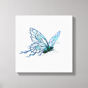 Einzigartige Blaue Schmetterlingsleinwandkunst - H Leinwanddruck