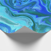 Einzigartige blautürkisfarbene Navy Abstrakt Fluid Geschenkpapier (Ecke)