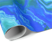 Einzigartige blautürkisfarbene Navy Abstrakt Fluid Geschenkpapier (Rolleneckpunkt)