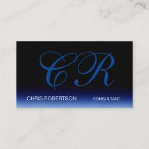 Einzigartige Blue Black Stylish Monogram Business  Visitenkarte