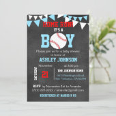 Einzigartige Blue Boy Baseball Baby Shower Einladu Einladung (Stehend Vorderseite)