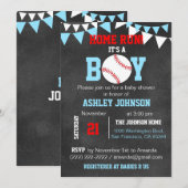 Einzigartige Blue Boy Baseball Baby Shower Einladu Einladung (Vorne/Hinten)