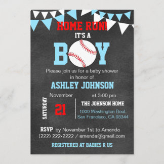Einzigartige Blue Boy Baseball Baby Shower Einladu Einladung