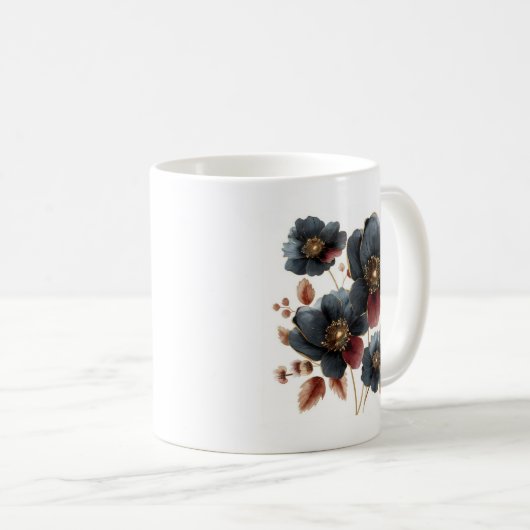 Einzigartige Blume aus Aquarellgold, schwarz und b Kaffeetasse (VorderseiteRechts)