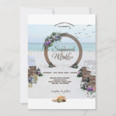 Einzigartige Blume aus Holz am Arbor Beach Hochzei Einladung (Vorderseite)