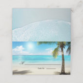 Einzigartige Blume aus Holz am Arbor Beach Hochzei Platzkarte (Außenseite Aufgefaltet)