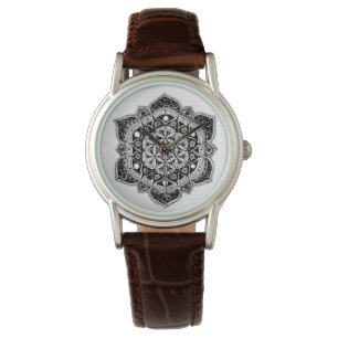 Einzigartige Blume der Leben Mandala-Uhr Armbanduhr