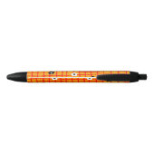 Einzigartige Blume Orange Red Karo Pattern Kugelschreiber (Rückseite)
