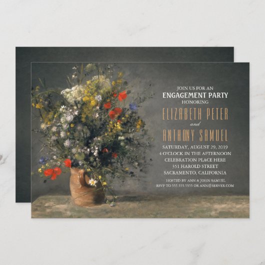 Einzigartige Blume Vase Rustic Engagement Party Einladung (Vorne/Hinten)