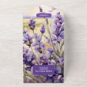 Einzigartige Blumen-Lavendelhochzeit All In One Einladung (Außenbereich)