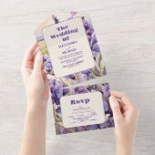 Einzigartige Blumen-Lavendelhochzeit All In One Einladung (Abreißen)