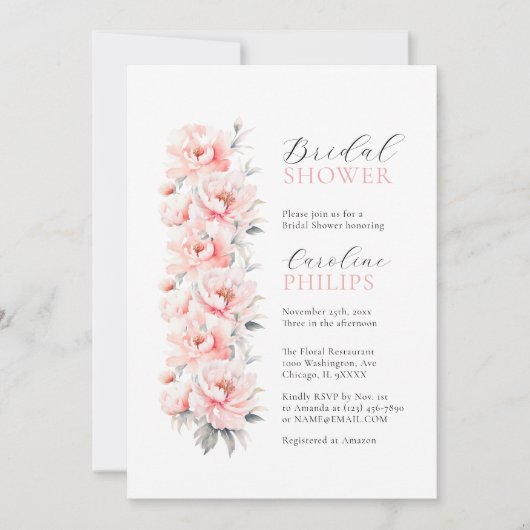 Einzigartige Blumendinge Rosa BRAUTPARTY Einladung (Vorderseite)