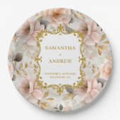 Einzigartige Blush-Gold-Hochzeitspapier-Teller Pappteller (Vorderseite)