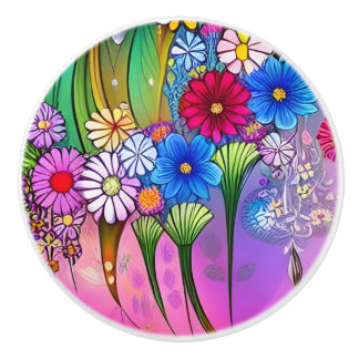 Einzigartige Bohemian Helle Blumen Florale Kunst S Keramikknauf