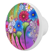 Einzigartige Bohemische Blume Blumenstrauß Kunstsc Keramikknauf (Rechts)