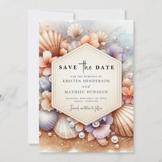Einzigartige Boho Beach Wedding Save The Date (Vorderseite)