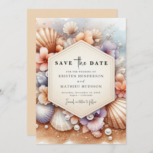 Einzigartige Boho Beach Wedding Save The Date (Vorne/Hinten)