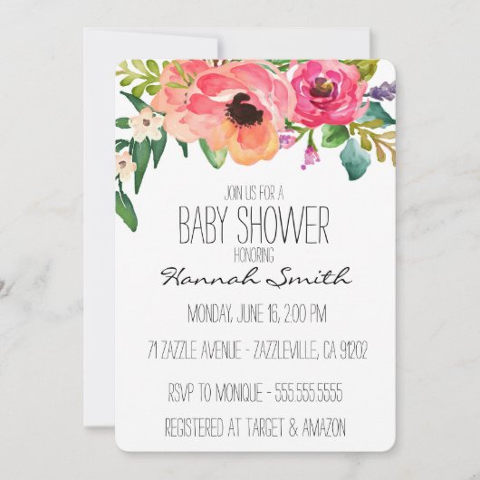 Einzigartige Boho BlumenBabyparty-Einladung Einladung (Vorderseite)