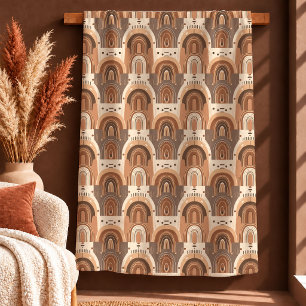 Einzigartige Boho-Formen Rust Elfenbein Beige Cozy Fleecedecke