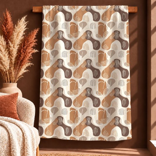 Einzigartige Boho-Formen Rust Ivory Beige Decke Ge