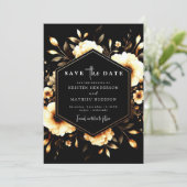 Einzigartige Boho Gold und Black Wedding Save The Date (Stehend Vorderseite)